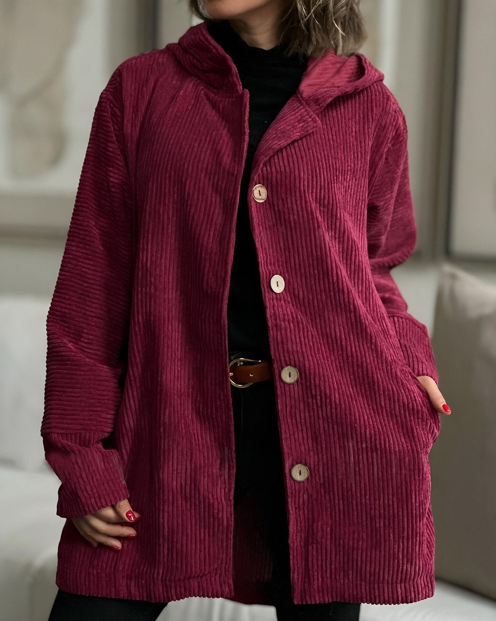 Cordelle | Cozy Corduroy Hooded Jacket