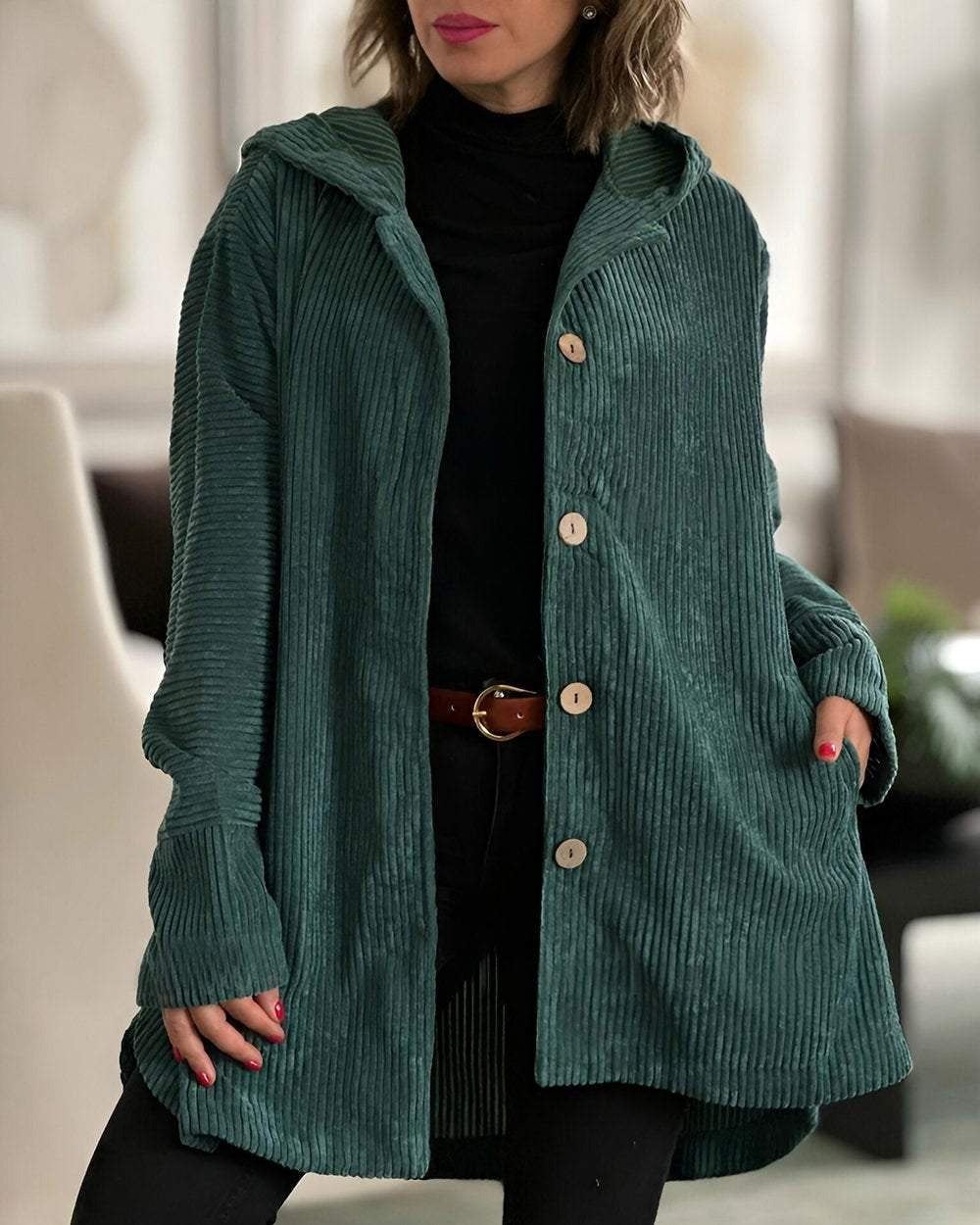 Cordelle | Cozy Corduroy Hooded Jacket
