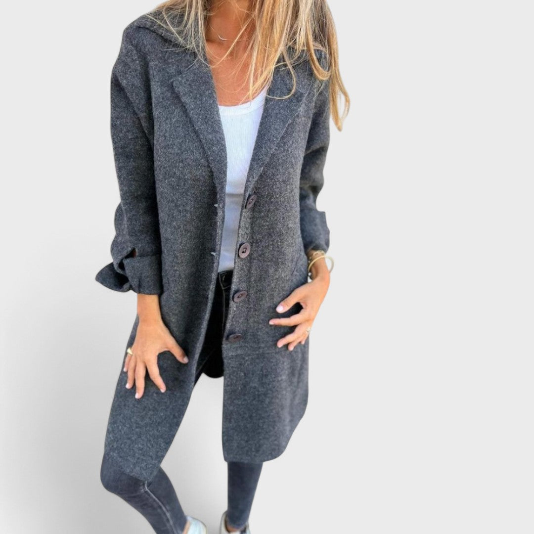 Marella London –|Casual Long Coat with Lapel