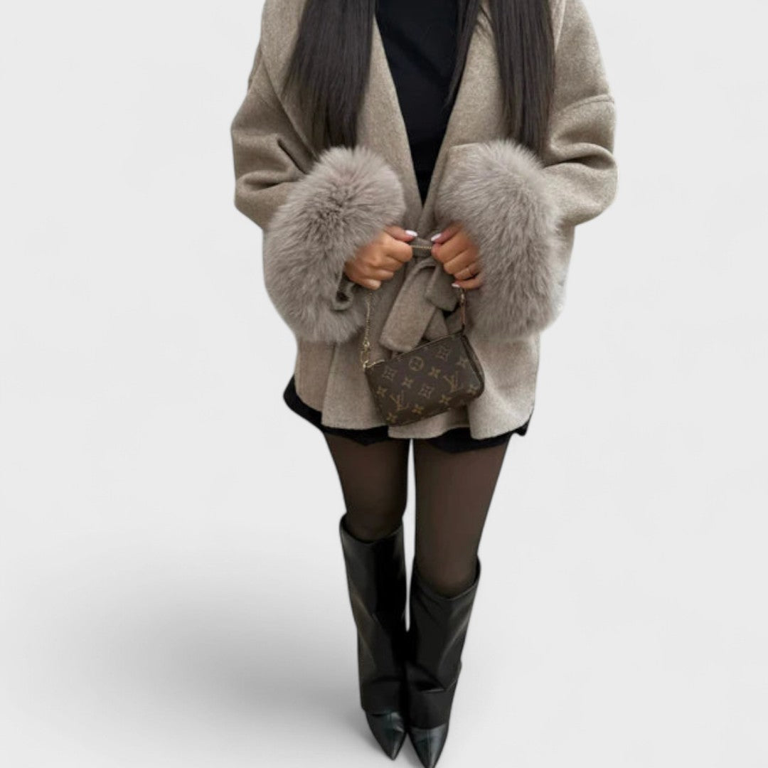 Woolisse | Elegant Coat with Faux Fur Details