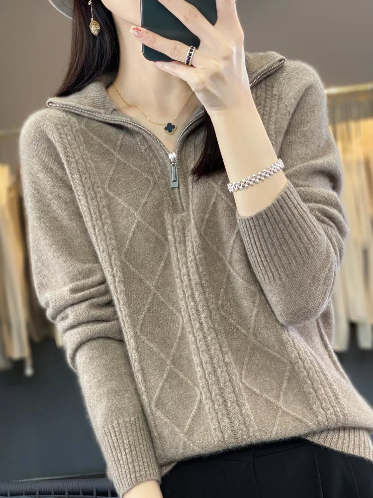 Adelina London | Cashmere Zip Neck Jumper