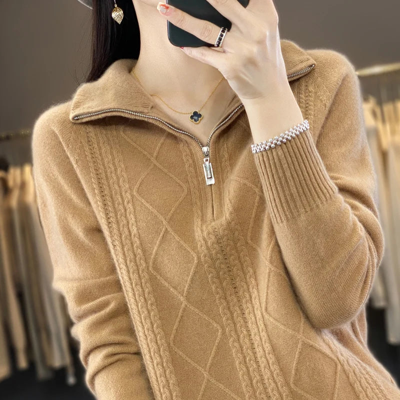 Adelina London | Cashmere Zip Neck Jumper