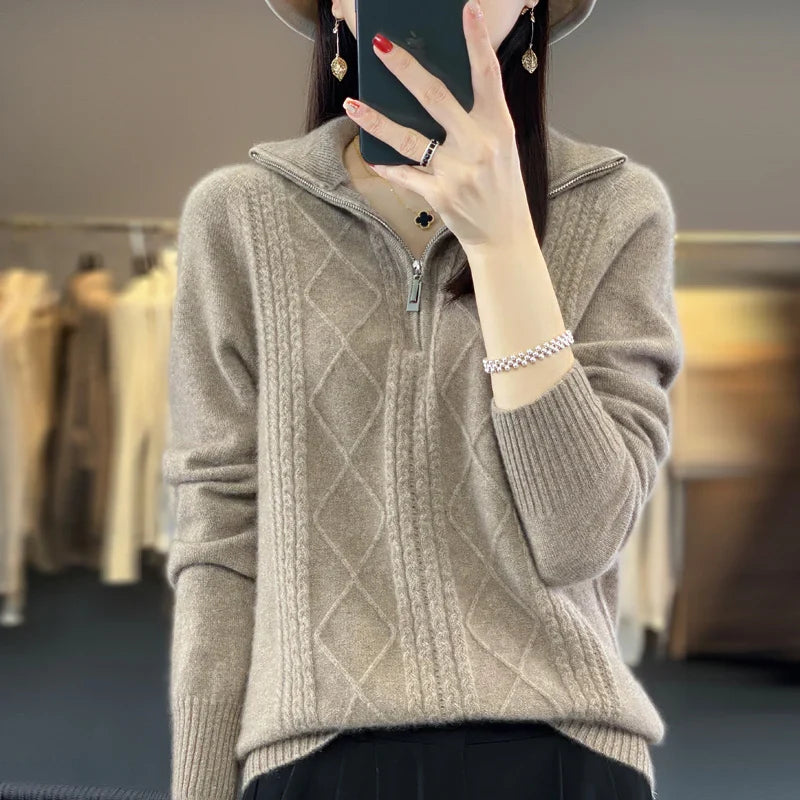 Adelina London | Cashmere Zip Neck Jumper
