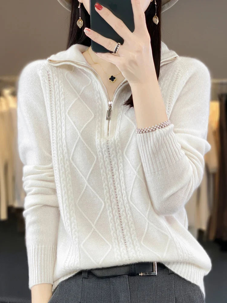 Adelina London | Cashmere Zip Neck Jumper