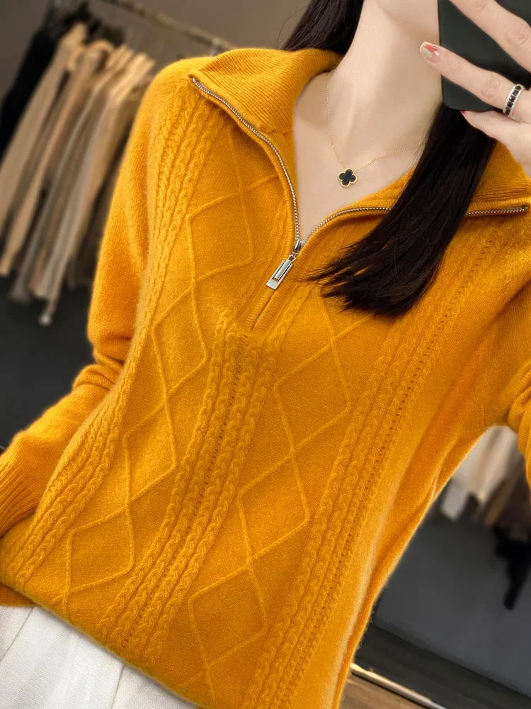 Adelina London | Cashmere Zip Neck Jumper