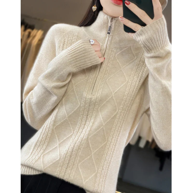 Adelina London | Cashmere Zip Neck Jumper