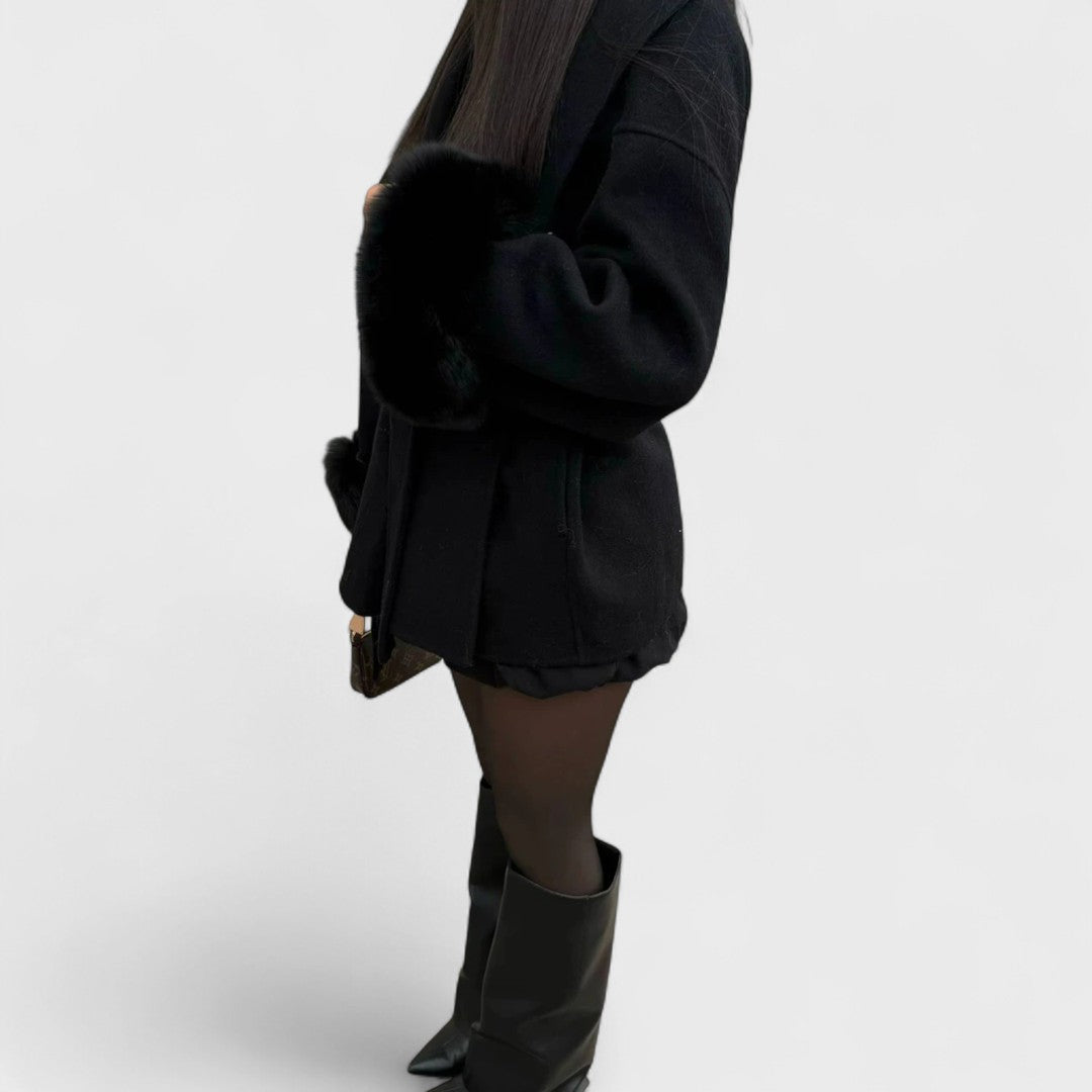 Woolisse | Elegant Coat with Faux Fur Details