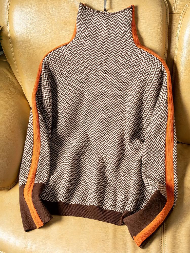 Marlowe | High Neck Jumper with Striking Contrast Stripes