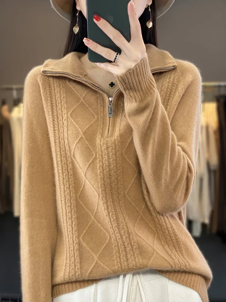 Adelina London | Cashmere Zip Neck Jumper