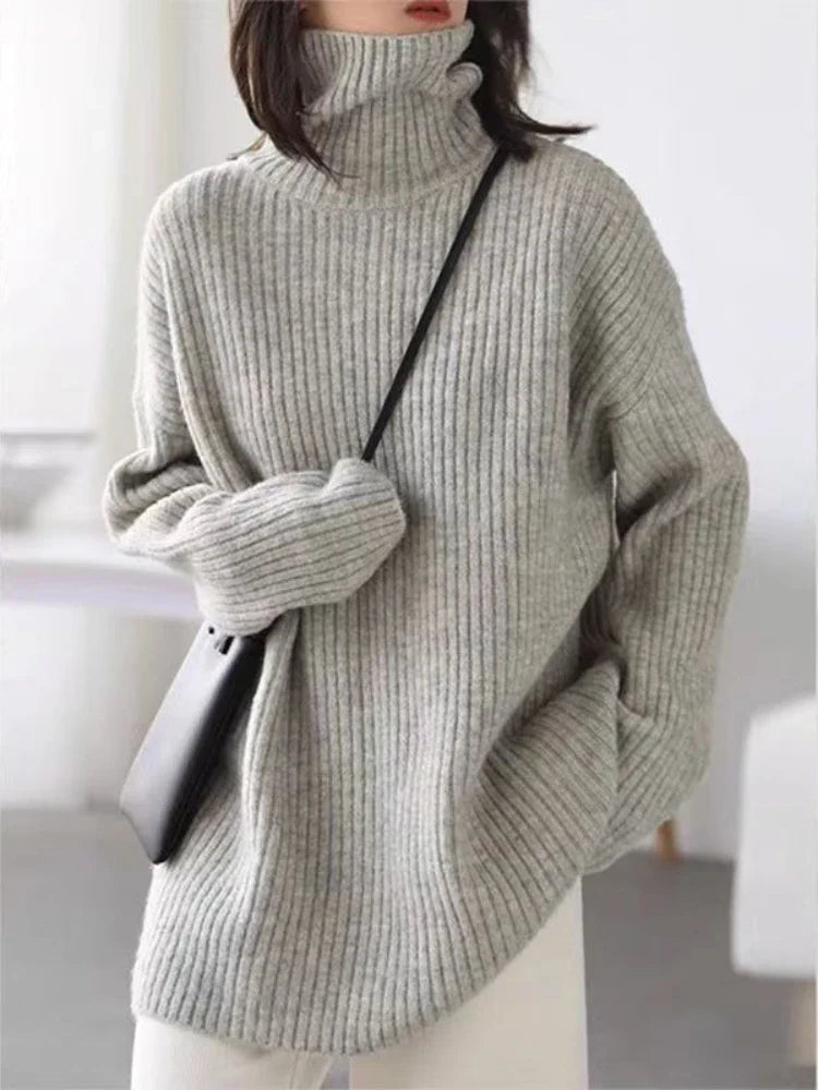 Rowena London | Cashmere Oversized Ribbed Turtleneck