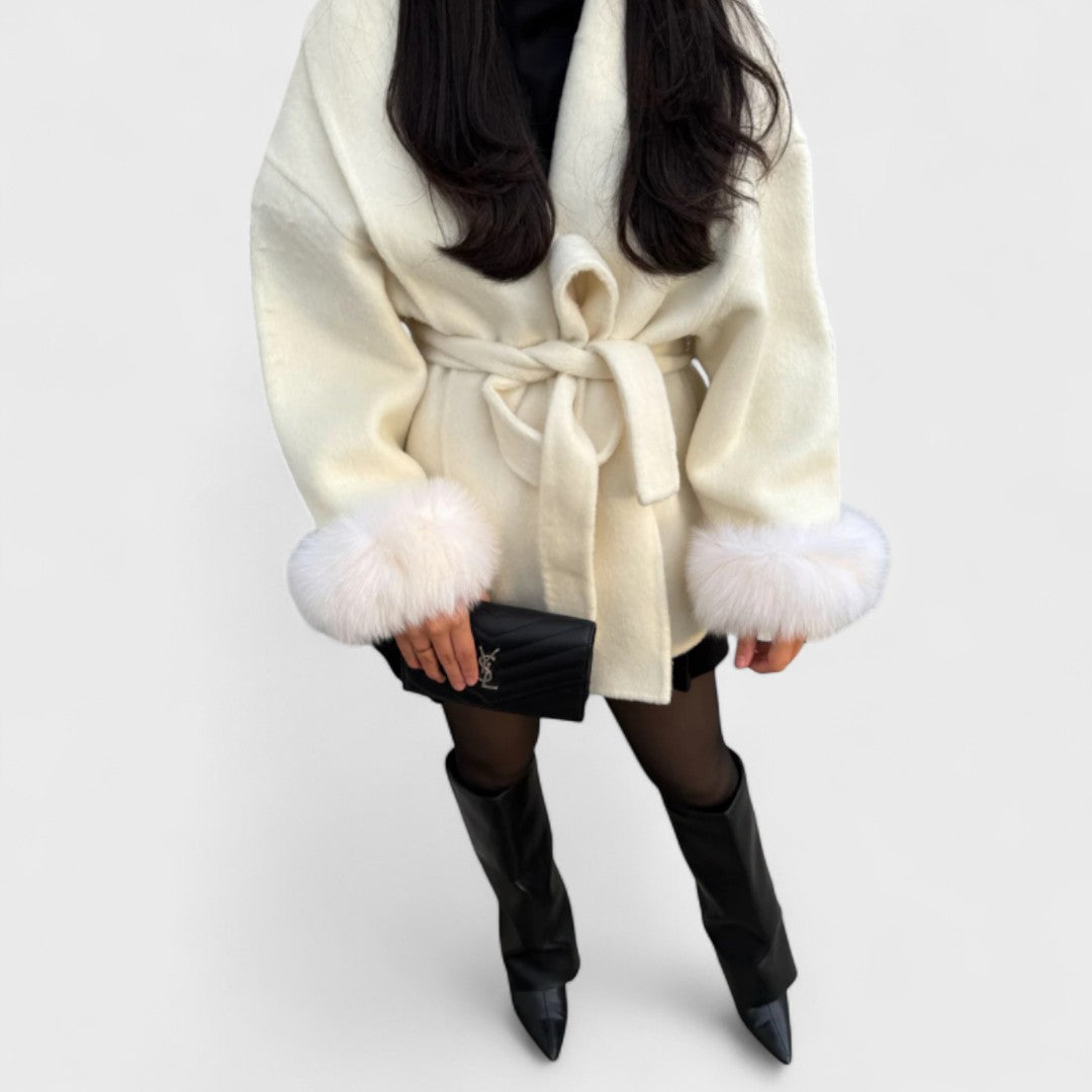 Woolisse | Elegant Coat with Faux Fur Details